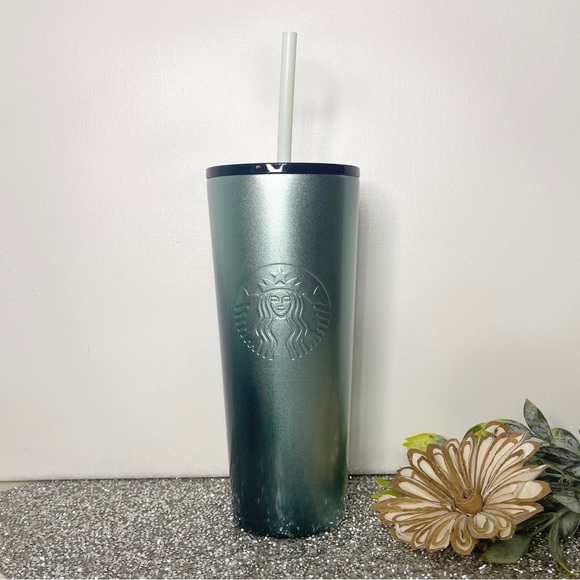 Starbucks Stainless Steel Teal Green Gradient Siren 16oz Cold Cup Nwt - Picture 1 of 4